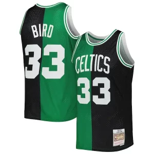 Larry Bird Boston Eye - catching Celtics Hardwood Classics 1985/86 Split Swingman Jersey Black/Kelly Green Great for Fans