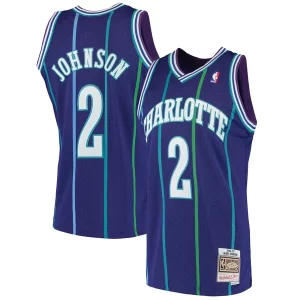 Larry Johnson Charlotte Hornets 1994/95 Hardwood Classics Stylish Swingman Jersey Purple for Basketball Enthusiasts
