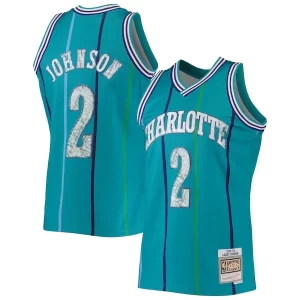 Larry Johnson Charlotte Hornets 1996/97 Hardwood Trendy Classics NBA 75th Anniversary Diamond Swingman Jersey Teal for Basketball Enthusiasts