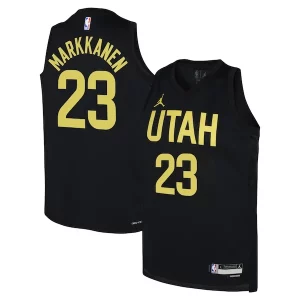 Lauri Markkanen Eye - catching Utah Jazz Jordan Brand Youth Swingman Jersey Statement Edition Black Must - Have for Jerseys Lovers