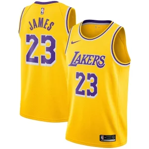 LeBron Fabulous James Los Angeles Lakers Nike Swingman Player Jersey Gold Icon Edition Perfect for Game Day