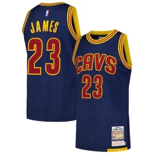 LeBron James Cleveland Premium Cavaliers 2015/16 Hardwood Classics Authentic Jersey Navy Must - Have for Jerseys Lovers