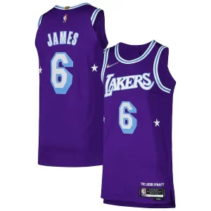 LeBron James Eye - catching Los Angeles Lakers Nike Authentic Player Jersey City Edition Purple Ideal for Collectors