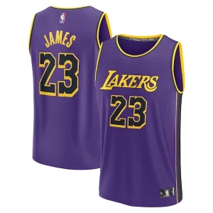 LeBron James Gorgeous Los Angeles Lakers Youth Fast Break Replica Player Jersey Statement Edition Purple Great for Fans