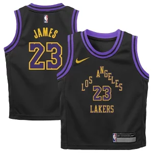 LeBron James Los Angeles Lakers Chic Nike Preschool 2023/24 Swingman Replica Jersey City Edition Black for Basketball Enthusiasts