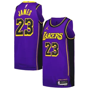 LeBron James Los Angeles Lakers Jordan Brand Authentic Player Jersey Statement Edition Purple Stylish for Basketball Enthusiasts