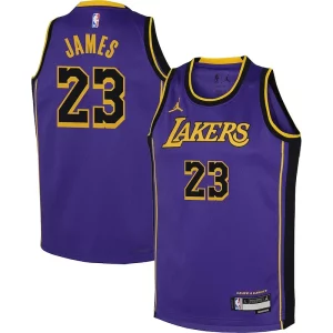 LeBron James Los Angeles Lakers Jordan Brand Chic Youth Performance Swingman Jersey Statement Purple Perfect for Game Day