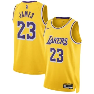 LeBron James Los Angeles Lakers Nike Unisex Swingman Jersey Chic Icon Edition Gold/White Must - Have for Jerseys Lovers