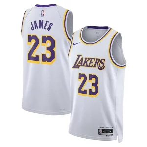LeBron James Los Angeles Lakers Unique Nike Unisex Swingman Jersey Association Edition White/Gold Great for Fans