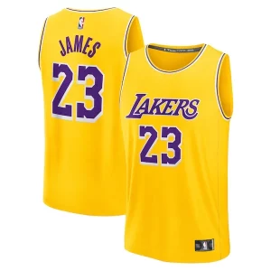 LeBron James Los Angeles Lakers Youth Trendy Fast Break Replica Player Jersey Icon Edition Gold for Basketball Enthusiasts