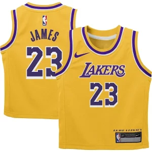 LeBron James Chic Los Angeles Lakers Nike Preschool Dri FIT Swingman Player Jersey Icon Edition Gold Must - Have for Jerseys Lovers