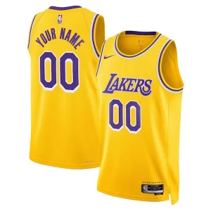 Los Angeles Lakers Nike Unisex Swingman Custom Jersey Gorgeous Gold Icon Edition Must - Have for Jerseys Lovers