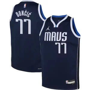 Luka Doncic Dallas Mavericks Jordan Brand Eye - catching Youth Swingman Jersey Statement Edition Navy Great for Fans