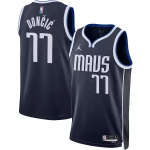 Luka Dončić Dallas Mavericks Jordan Brand Unisex Swingman Elegant Jersey Statement Edition Navy Must - Have for Jerseys Lovers