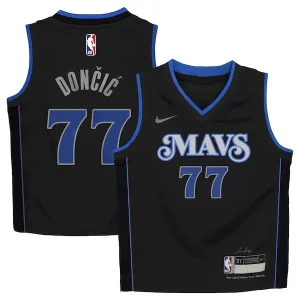 Luka Dončić Trendy Dallas Mavericks Nike Preschool Swingman Replica Jersey City Edition Black Ideal for Collectors