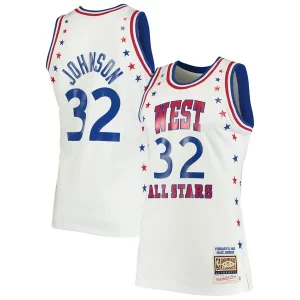 Magic Johnson Los Angeles Lakers 1983 NBA Trendy All Star Game Hardwood Classics Authentic Jersey White Ideal for Collectors