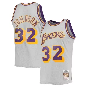 Magic Johnson Los Angeles Lakers 1984 85 Gorgeous Hardwood Classics Reload 2.0 Throwback Swingman Jersey Gray Great for Fans