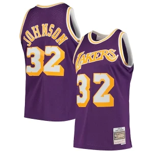 Magic Johnson Los Angeles Lakers 1984/85 Hardwood Classics Swingman Jersey Purple/Gold Gorgeous for Basketball Enthusiasts