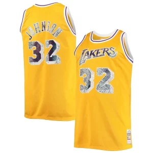 Magic Johnson Los Angeles Lakers Big & Tall 1984/85 NBA 75th Anniversary Premium Diamond Swingman Jersey Gold Must - Have for Jerseys Lovers
