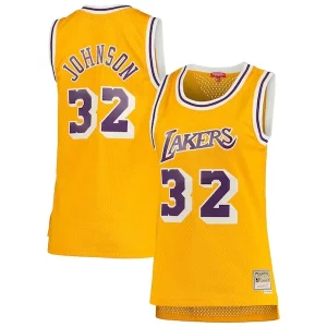 Magic Johnson Los Angeles Lakers Women's Gorgeous 1984/85 Hardwood Classics Swingman Jersey Gold for Basketball Enthusiasts