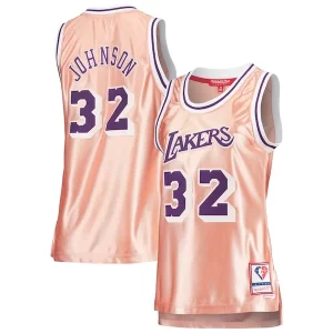 Magic Johnson Los Elegant Angeles Lakers Women's 75th Anniversary Rose Gold 1984 Swingman Jersey Pink Great for Fans