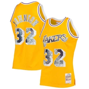 Magic Johnson Los Unique Angeles Lakers 1984/85 Hardwood Classics NBA 75th Anniversary Diamond Swingman Jersey Gold Must - Have for Jerseys Lovers