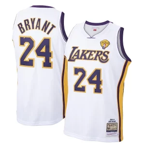 Men's Elegant Los Angeles Lakers Kobe Bryant White 2009 10 Hardwood Classics Authentic Jersey Perfect for Game Day