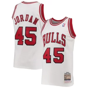 Men's Fabulous Chicago Bulls Michael Jordan White 1994 95 Hardwood Classics Authentic Player Jersey Ideal for Collectors
