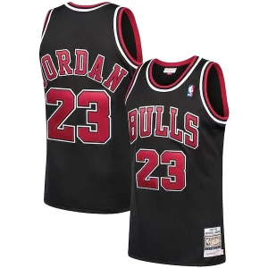 Michael Jordan Chicago Bulls 1997/98 Hardwood Classics Authentic Jersey Black/Scarlet/White Gorgeous Must - Have for Jerseys Lovers