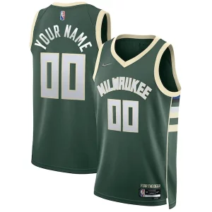 Milwaukee Bucks Nike 2021/22 Diamond Swingman Stylish Custom Jersey Icon Edition Hunter Green for Basketball Enthusiasts