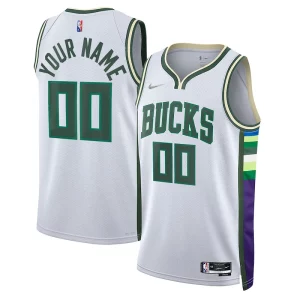 Milwaukee Bucks Nike 2021/22 Premium Swingman Custom Jersey City Edition White Must - Have for Jerseys Lovers