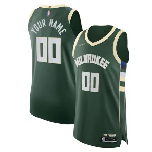 Milwaukee Bucks Nike 2021/22 Stylish Diamond Authentic Custom Jersey Icon Edition Hunter Green Ideal for Collectors