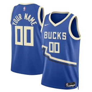 Milwaukee Bucks Trendy Nike Unisex 2024/25 Custom Swingman Jersey City Edition Royal Must - Have for Jerseys Lovers