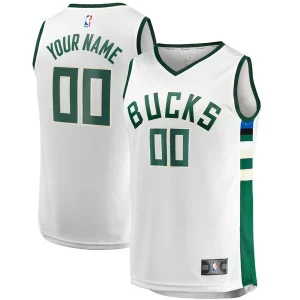 Milwaukee Bucks Youth Fast Premium Break Replica Custom Jersey Association Edition White Must - Have for Jerseys Lovers