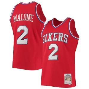 Moses Malone Philadelphia 76ers 1982/83 Stylish Hardwood Classics NBA 75th Anniversary Diamond Swingman Jersey Red Great for Fans
