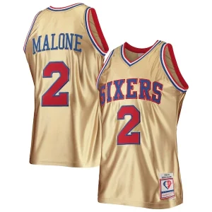 Moses Malone Philadelphia 76ers 75th Anniversary 1982/83 Unique Hardwood Classics Swingman Jersey Gold Perfect for Game Day