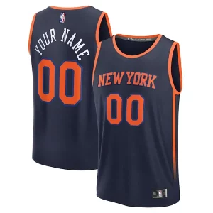 New York Knicks Custom Fast Break Jersey Trendy Navy Statement Edition Great for Fans