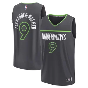 Nickeil Alexander Walker Minnesota Timberwolves Youth Fast Break Unique Replica Player Jersey Statement Edition Black Must - Have for Jerseys Lovers