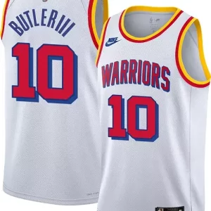 Nike Adult Golden Stylish State Warriors Jimmy Butler #10 Hardwood Classic White Jersey Great for Fans