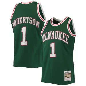 Oscar Robertson Milwaukee Bucks Gorgeous 1996/97 Hardwood Classics NBA 75th Anniversary Diamond Swingman Jersey Green Ideal for Collectors