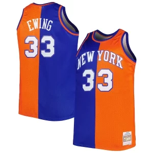 Patrick Ewing New York Knicks Big & Tall Hardwood Eye - catching Classics 1991/92 Split Swingman Jersey Blue/Orange Ideal for Collectors