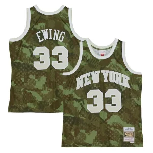 Patrick Ewing New York Knicks Hardwood Classics 1991/92 Ghost Trendy Green Swingman Jersey Camo Great for Fans