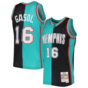 Pau Gasol Memphis Grizzlies Hardwood Classics Stylish 2001/02 Split Swingman Jersey Black/Turquoise Ideal for Collectors