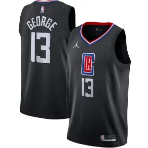 Paul George Stylish LA Clippers Jordan Brand 2020/21 Swingman Jersey Statement Edition Black Must - Have for Jerseys Lovers