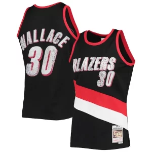 Rasheed Wallace Portland Trail Blazers 1999/00 Chic Hardwood Classics NBA 75th Anniversary Diamond Swingman Jersey Black Great for Fans