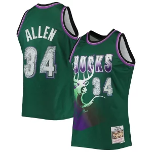 Ray Allen Milwaukee Bucks 1996/97 Hardwood Classics NBA 75th Anniversary Premium Diamond Swingman Jersey Green Ideal for Collectors