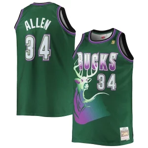 Ray Allen Milwaukee Bucks Big & Tall Unique 1996/97 Hardwood Classics Swingman Jersey Hunter Green Great for Fans