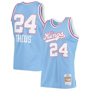 Reggie Theus Sacramento Kings 1985/86 Hardwood Classics Swingman Jersey Light Blue Eye - catching for Basketball Enthusiasts