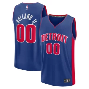 Ron Holland Elegant II Detroit Pistons Fast Break Replica Player Jersey Icon Edition Blue Must - Have for Jerseys Lovers