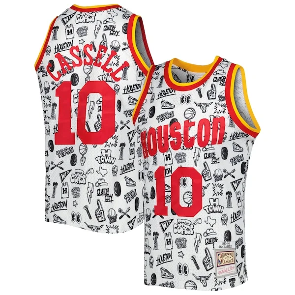 Sam Cassell Houston Rockets 1993/94 Hardwood Trendy Classics Doodle Swingman Jersey White for Basketball Enthusiasts